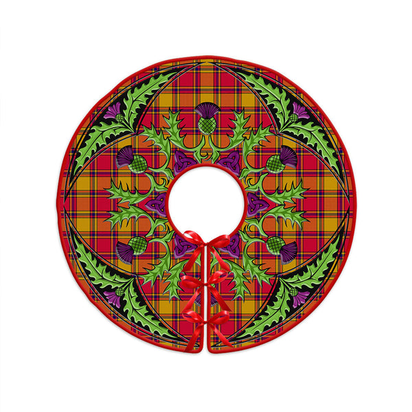 Scrymgeour Clan Badge Tartan Christmas Tree Skirt Scottish Thistle Design