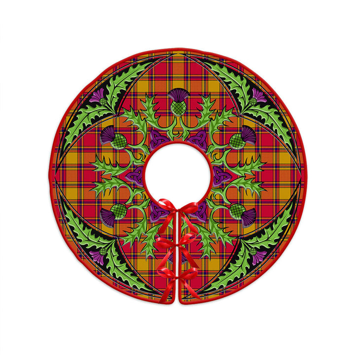 Scrymgeour Clan Badge Tartan Christmas Tree Skirt Scottish Thistle Design