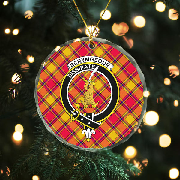 Scrymgeour Clan Badge Tartan Glass Ornament
