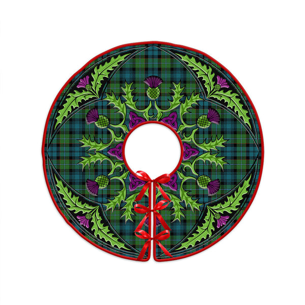 Sempill (Semple) Ancient Clan Badge Tartan Christmas Tree Skirt Scottish Thistle Design