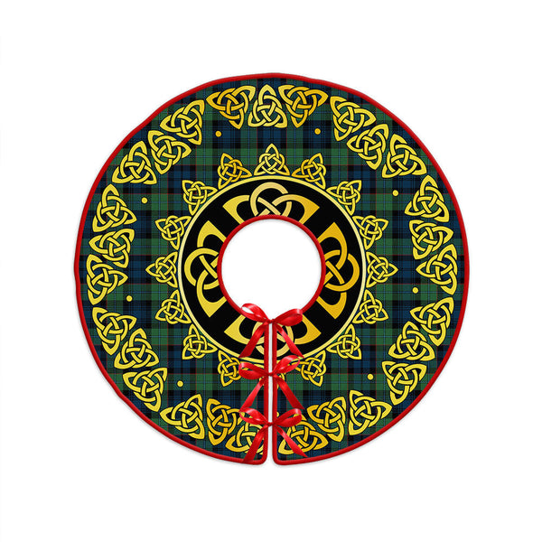 Sempill (Semple) Modern Clan Badge Tartan Christmas Tree Skirt Golden Celtic Heritage