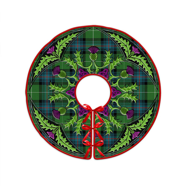 Semple Ancient Clan Badge Tartan Christmas Tree Skirt Scottish Thistle Design