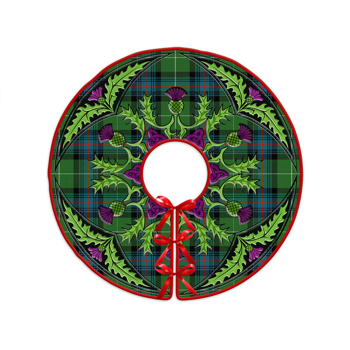 Semple Ancient Clan Badge Tartan Christmas Tree Skirt Scottish Thistle Design