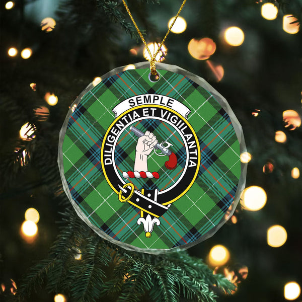 Semple Ancient Clan Badge Tartan Glass Ornament