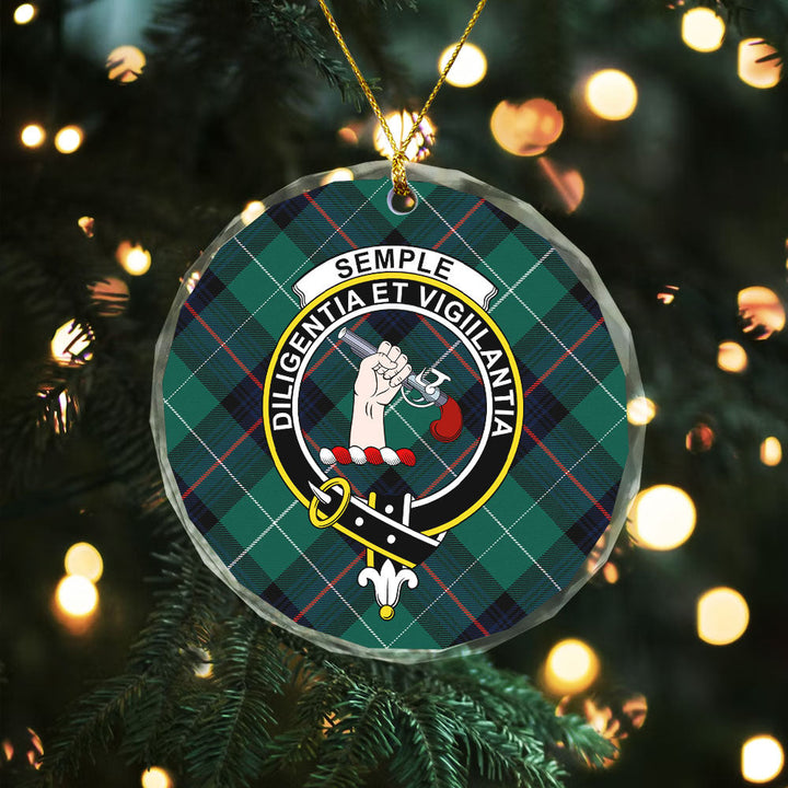 Semple Modern Clan Badge Tartan Glass Ornament