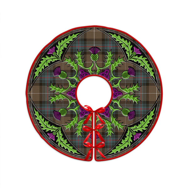 Semple Weathered Clan Badge Tartan Christmas Tree Skirt Scottish Thistle Design