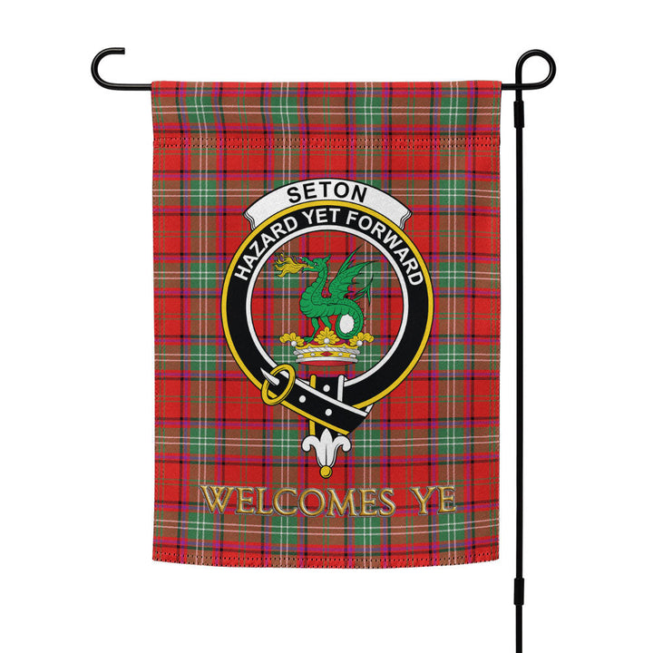Seton Modern Clan Badge Tartan Garden Flag