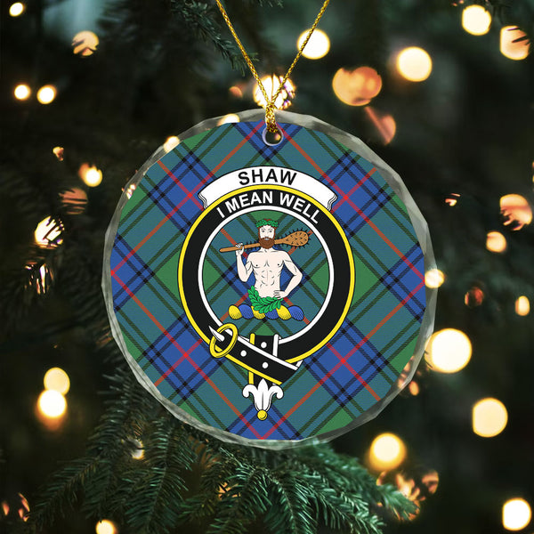Shaw Modern Clan Badge Tartan Glass Ornament