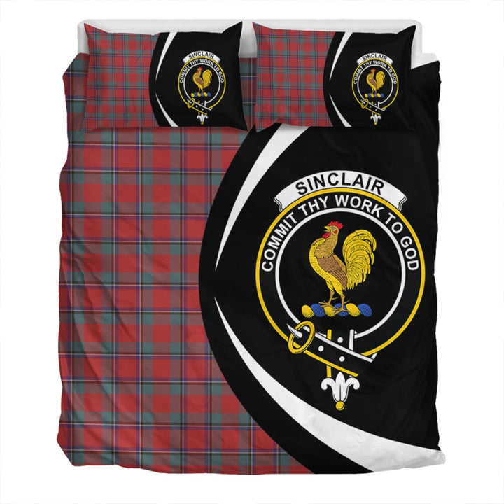 Sinclair Weathered Clan Badge Tartan Bedding Set Circle Style
