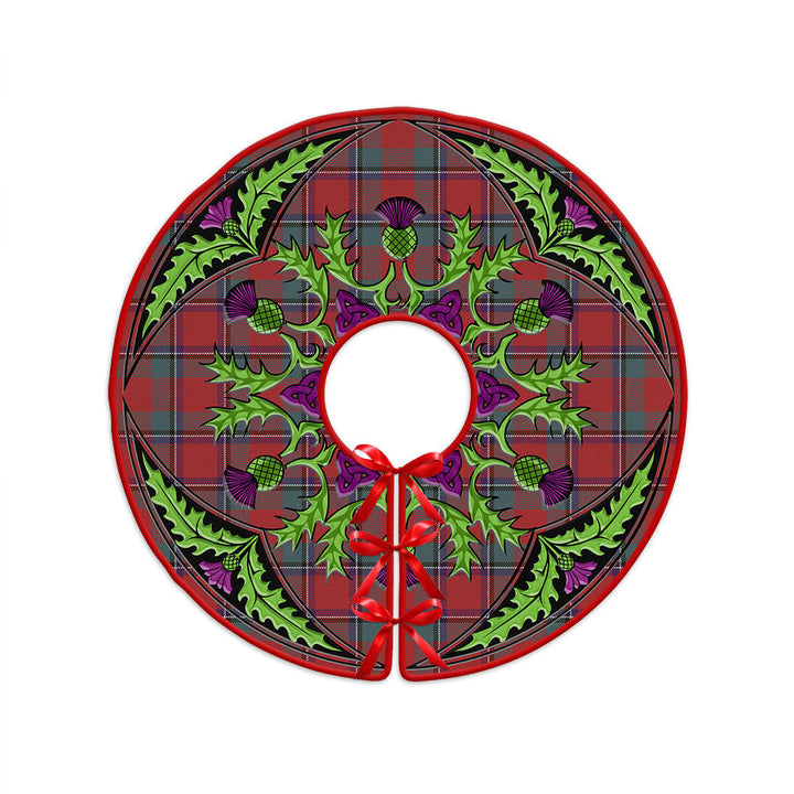 Sinclair Weathered Clan Badge Tartan Christmas Tree Skirt Scottish Thistle Design