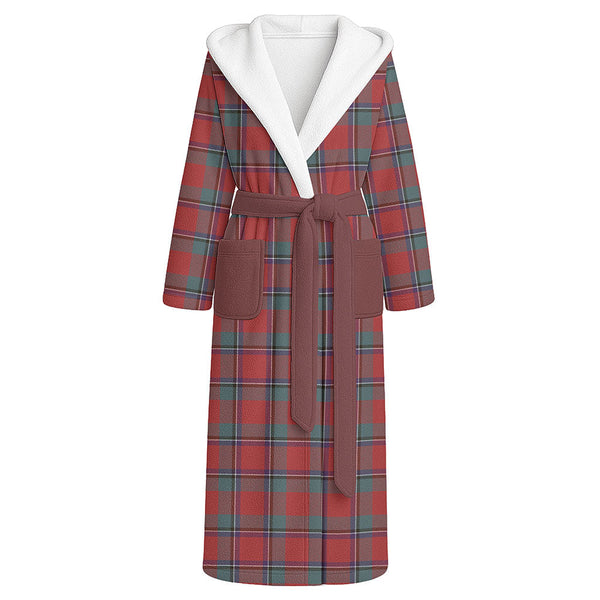 Sinclair Weathered Clan Badge Tartan Flannel Hooded Bathrobe