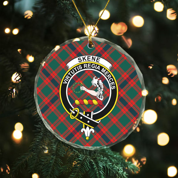Skene Modern Clan Badge Tartan Glass Ornament
