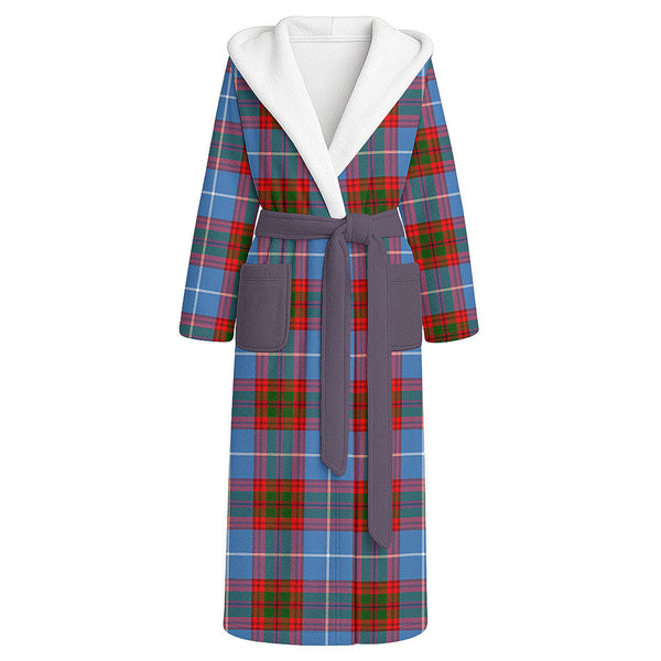 Skirving Clan Badge Tartan Flannel Hooded Bathrobe