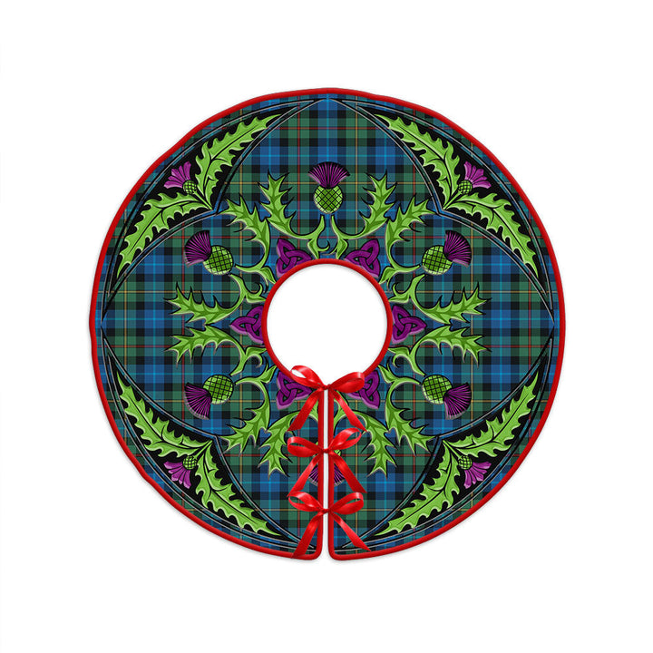 Smith Ancient Clan Badge Tartan Christmas Tree Skirt Scottish Thistle Design