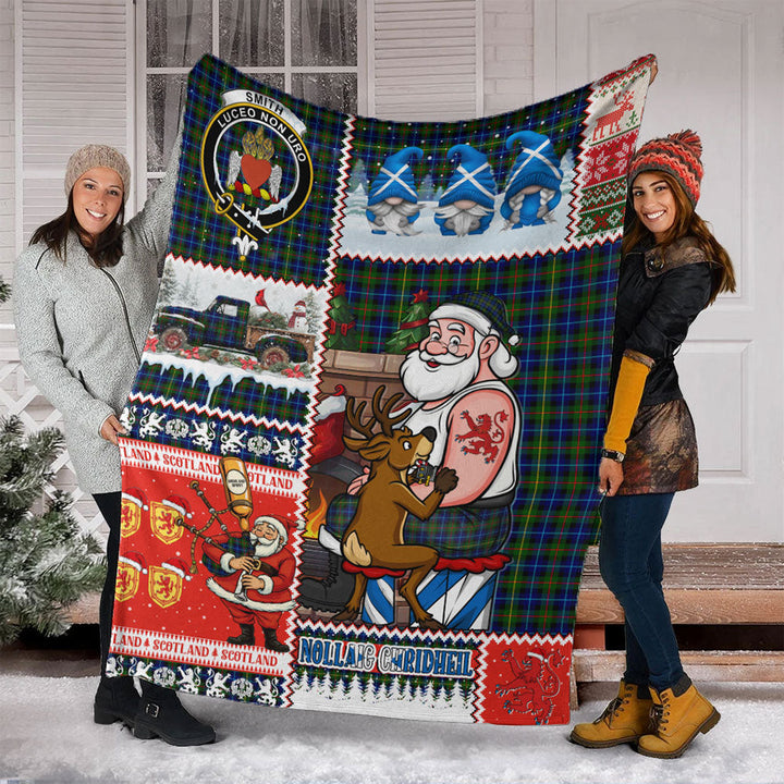 Smith Modern Clan Badge Tartan Blanket Scotland Santa Tattoo Christmas Comic Patchwork Style