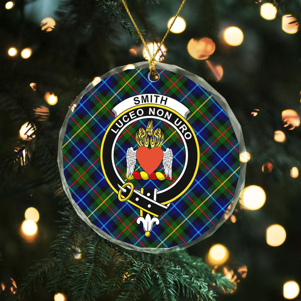 Smith Modern Clan Badge Tartan Glass Ornament