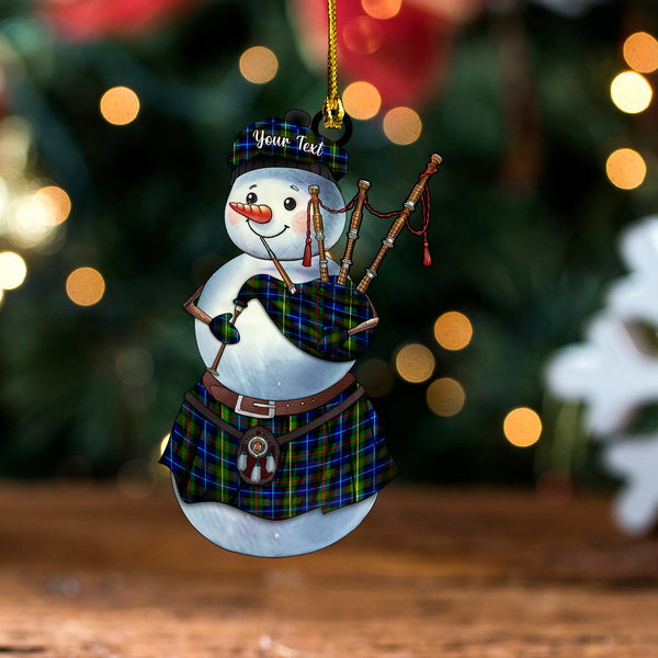 Smith Modern Clan Badge Tartan Wood Acrylic Ornament Snowman Bagpipe Personalized