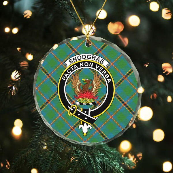 Snodgrass Ancient Clan Badge Tartan Glass Ornament