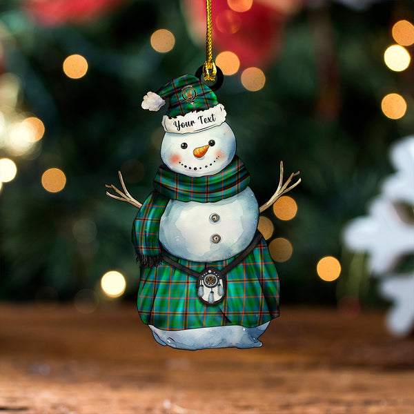 Snodgrass Ancient Clan Badge Tartan Wood Acrylic Ornament Snowman Warrior Personalized