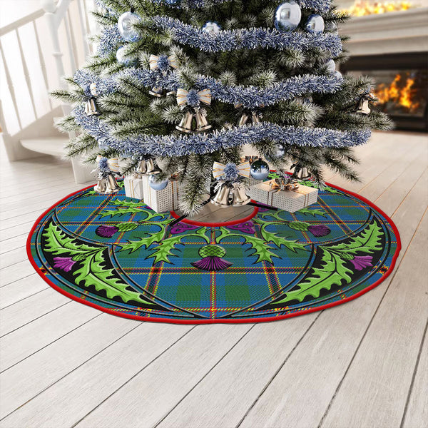 Snodgrass Modern Clan Badge Tartan Christmas Tree Skirt Scottish Thistle Design