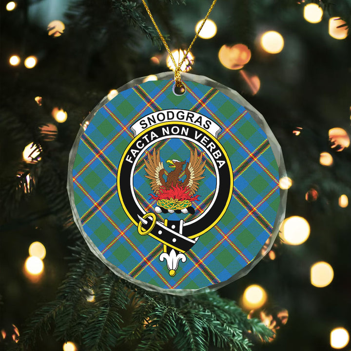 Snodgrass Modern Clan Badge Tartan Glass Ornament