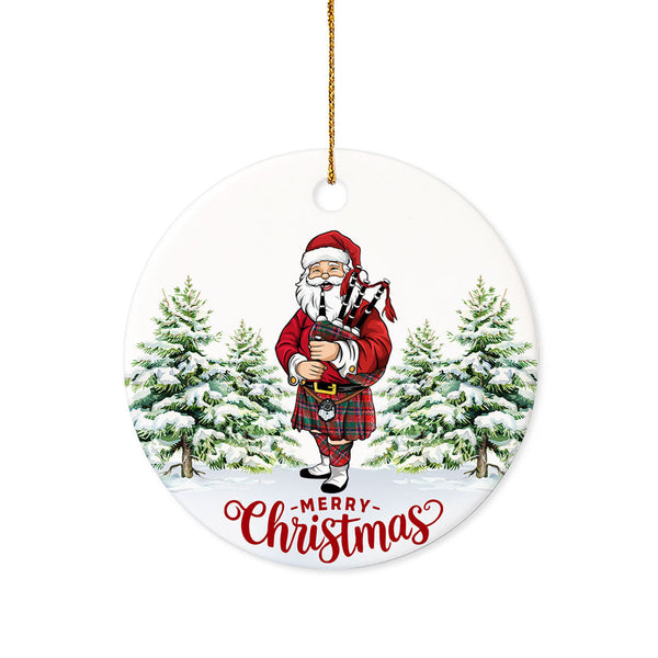 Somerville Modern Tartan Ceramic Ornament Santa