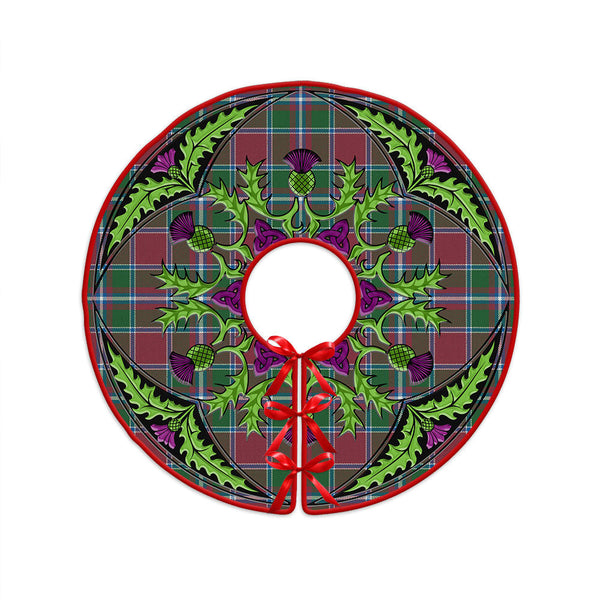 Spens Ancient Clan Badge Tartan Christmas Tree Skirt Scottish Thistle Design