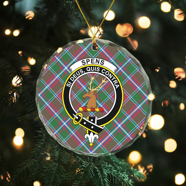 Spens Ancient Clan Badge Tartan Glass Ornament