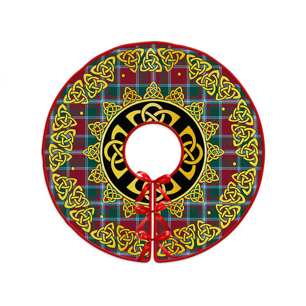 Spens Modern Clan Badge Tartan Christmas Tree Skirt Golden Celtic Heritage
