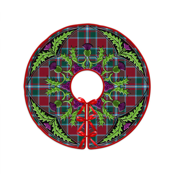 Spens Modern Clan Badge Tartan Christmas Tree Skirt Scottish Thistle Design