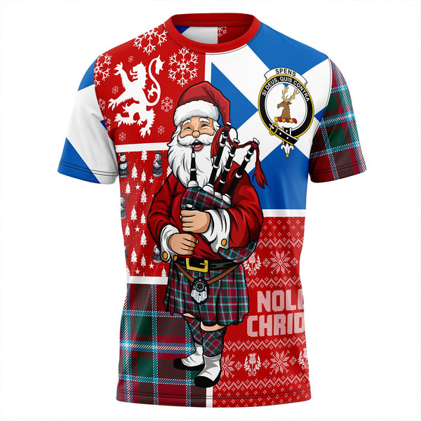 Spens Modern Clan Badge Tartan T-Shirt Scotland Christmas Santa