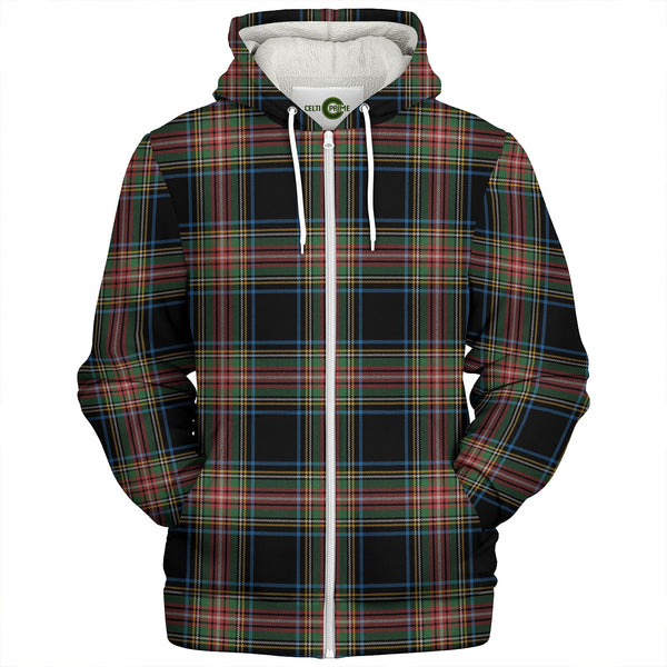 Stewart Black Ancient Clan Badge Tartan Sherpa Hoodie