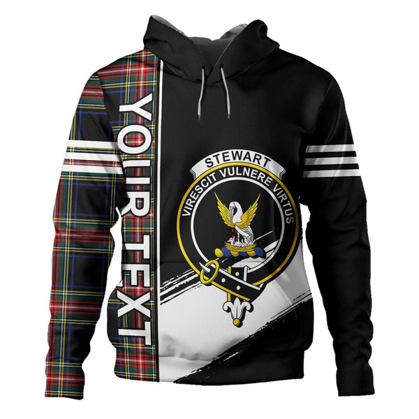 Stewart Black Modern Clan Badge Tartan Hoodie Quarter Style Personalized