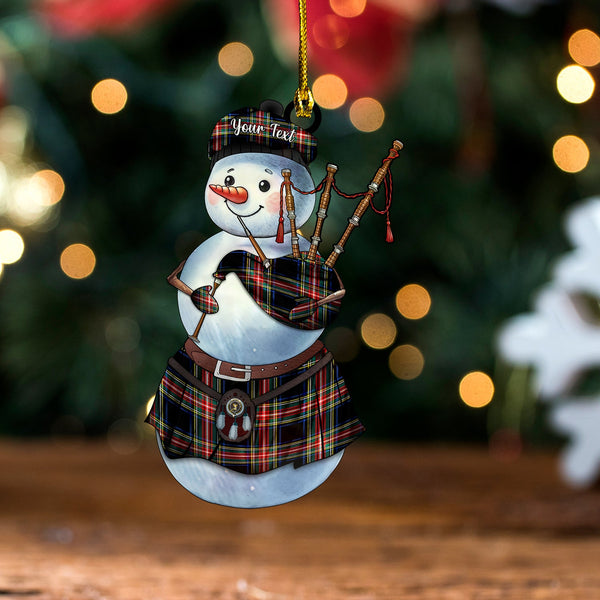 Stewart Black Modern Clan Badge Tartan Wood Acrylic Ornament Snowman Bagpipe Personalized