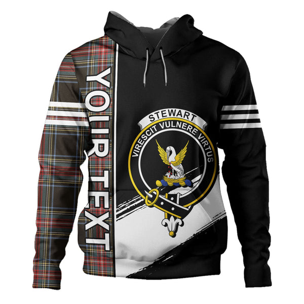 Stewart Black Weathered Clan Badge Tartan Hoodie Quarter Style Personalized