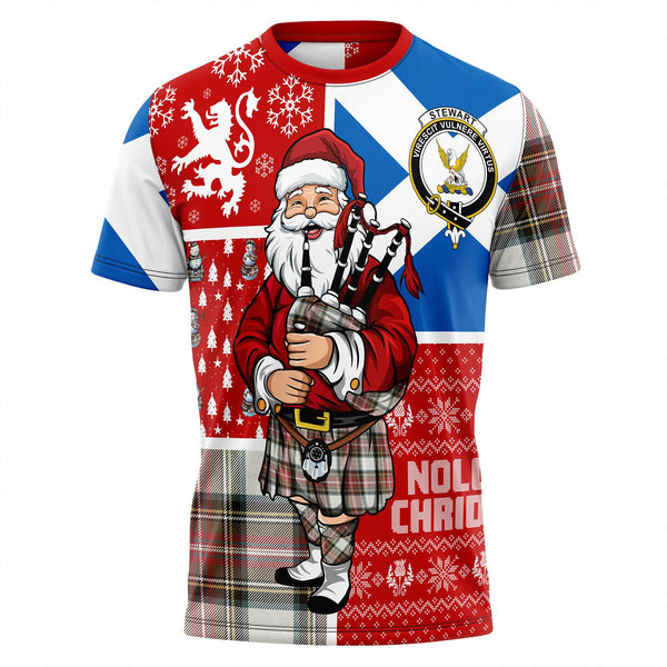 Stewart Dress Weathered Clan Badge Tartan T-Shirt Scotland Christmas Santa