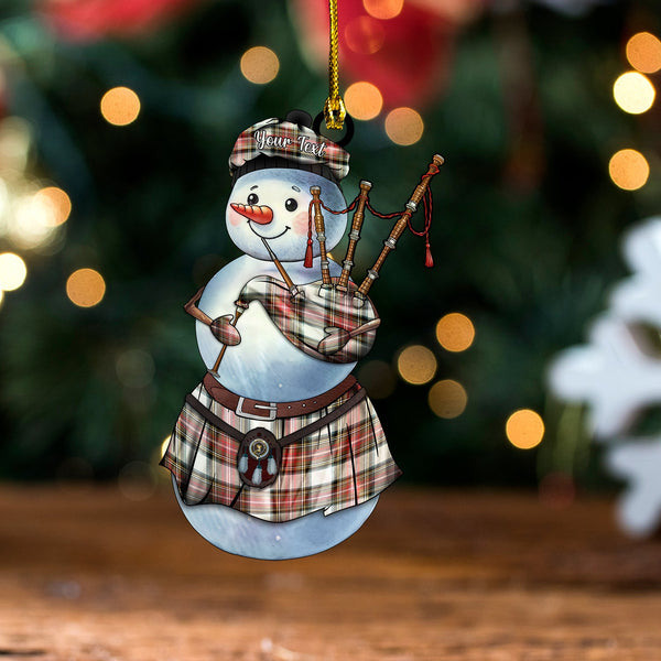Stewart Dress Weathered Clan Badge Tartan Wood Acrylic Ornament Snowman Bagpipe Personalized
