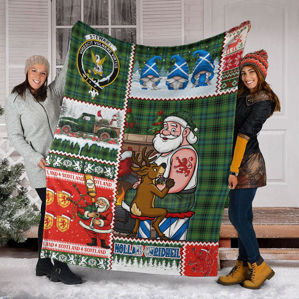 Stewart Hunting Ancient Clan Badge Tartan Blanket Scotland Santa Tattoo Christmas Comic Patchwork Style