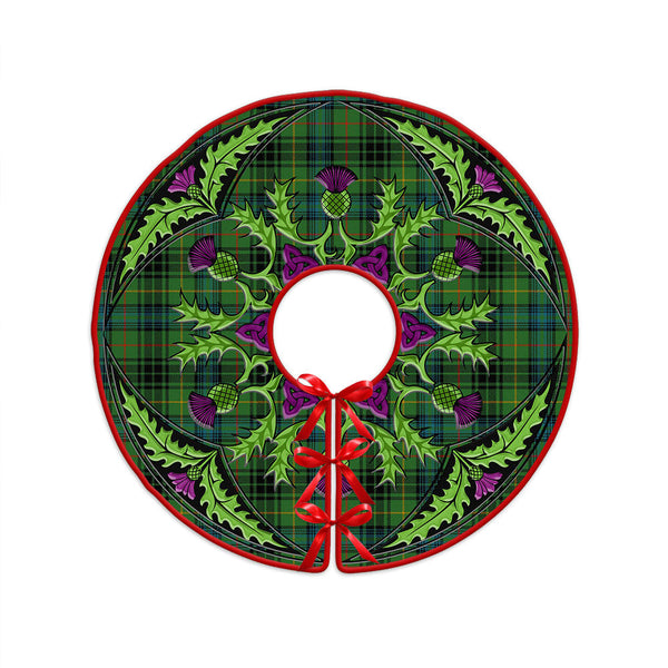 Stewart Hunting Ancient Clan Badge Tartan Christmas Tree Skirt Scottish Thistle Design