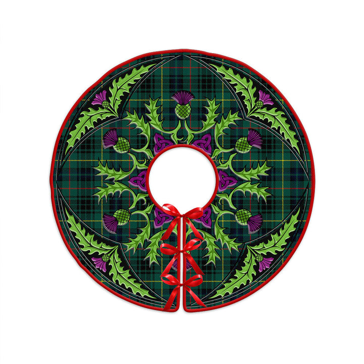 Stewart Hunting Modern Clan Badge Tartan Christmas Tree Skirt Scottish Thistle Design