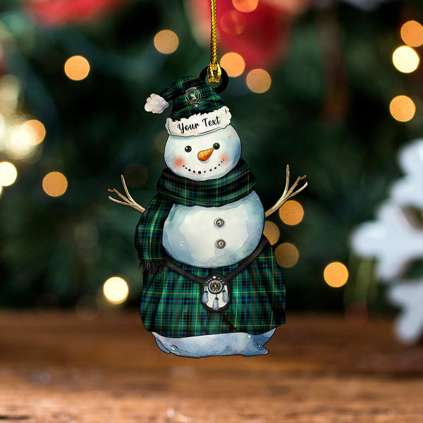 Stewart Hunting Modern Clan Badge Tartan Wood Acrylic Ornament Snowman Warrior Personalized