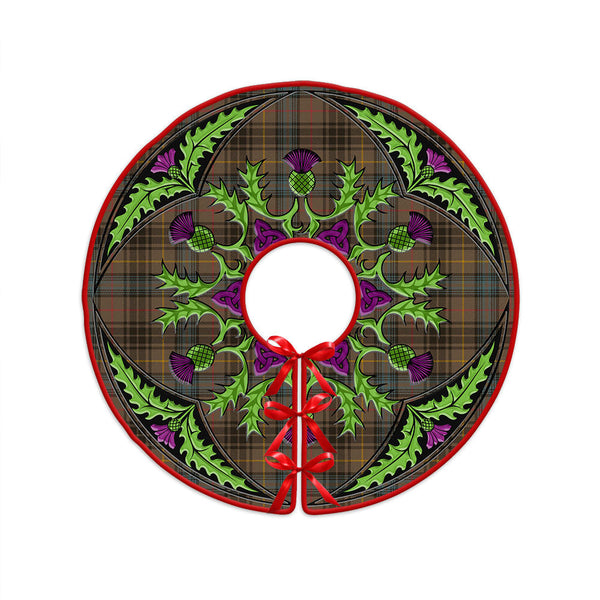Stewart Hunting Weathered Clan Badge Tartan Christmas Tree Skirt Scottish Thistle Design