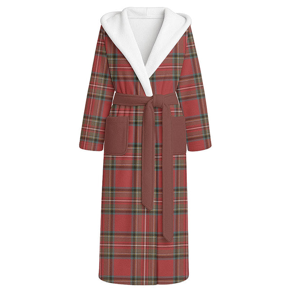 Stewart Royal (Royal Stewart) Weathered Clan Badge Tartan Flannel Hooded Bathrobe
