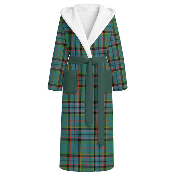 Stinson (Stephenson Stevenson) Ancient Clan Badge Tartan Flannel Hooded Bathrobe