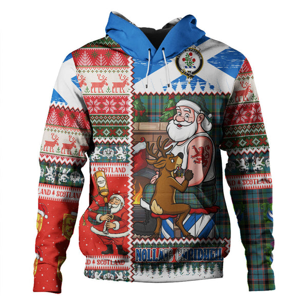 Stinson (Stephenson Stevenson) Ancient Clan Badge Tartan Hoodie Scottish Santa Tattoo Christmas Comic Patchwork Style