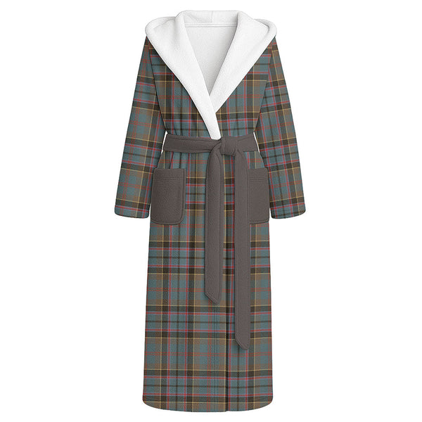 Stinson (Stephenson Stevenson) Weathered Clan Badge Tartan Flannel Hooded Bathrobe