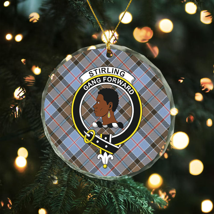 Stirling Weathered Clan Badge Tartan Glass Ornament