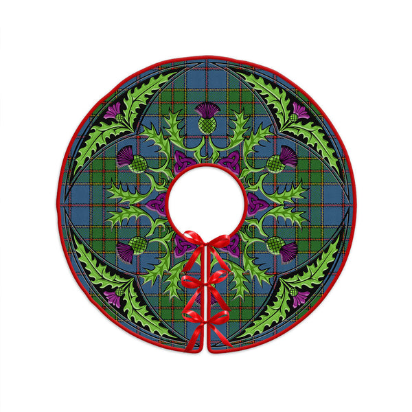 Strachan Ancient Clan Badge Tartan Christmas Tree Skirt Scottish Thistle Design