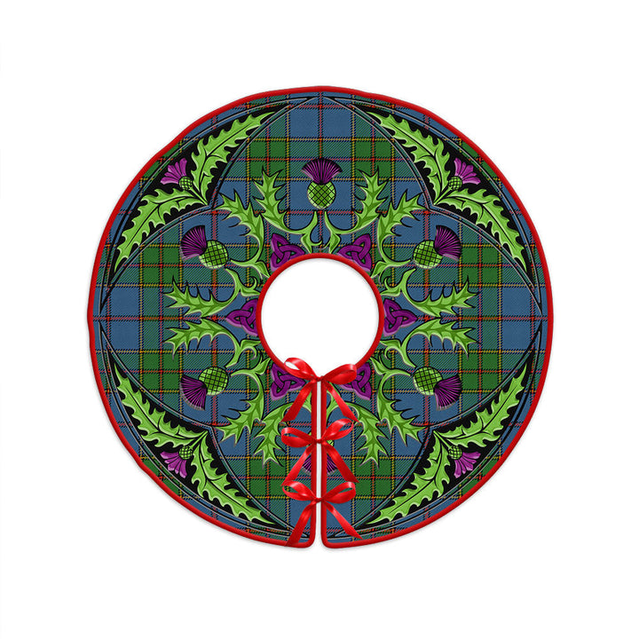 Strachan Ancient Clan Badge Tartan Christmas Tree Skirt Scottish Thistle Design