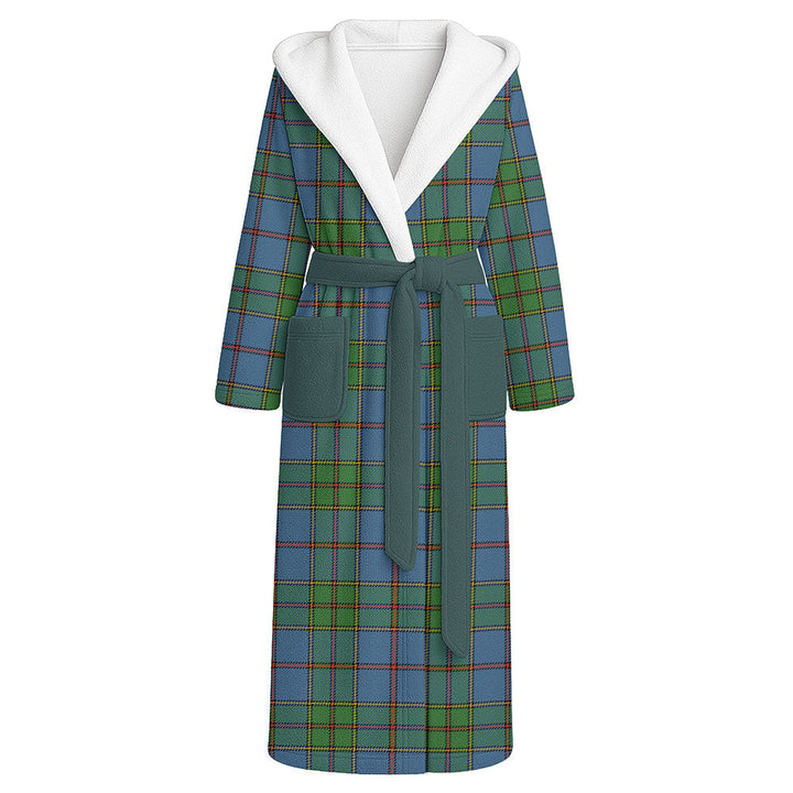 Strachan Ancient Clan Badge Tartan Flannel Hooded Bathrobe